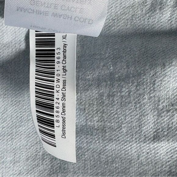 Distressed Denim Shirtdress Light Chambray Sz XL - Picture 5 of 8